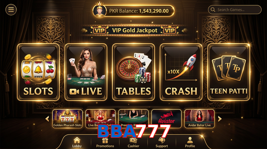 Main screen of BBA777 casino page for PK players