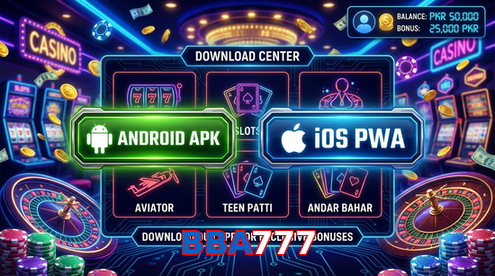 Main screen of BBA777 download page for PK players