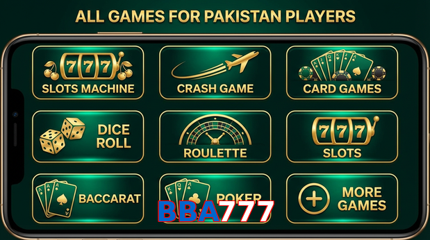 Main screen of BBA777 games page for PK players