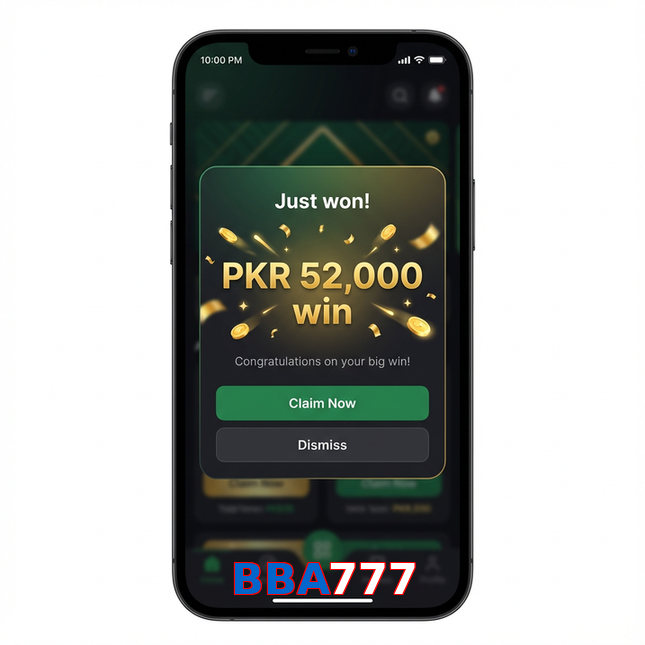 Main screen of BBA777 win page for PK players